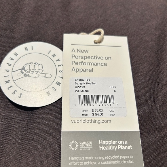 Vuori Energy Top EUC Size Small - Picture 3 of 5